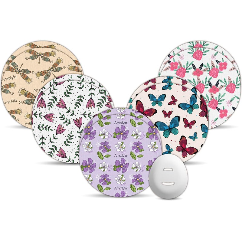 Amolyfe Dexcom G7 Over Patches 10Pack Dexcom Stelo Overpatches BumpProof with Hard Cap Waterproof Breathable Medical Adhesive 10Day CGM Protection Flower